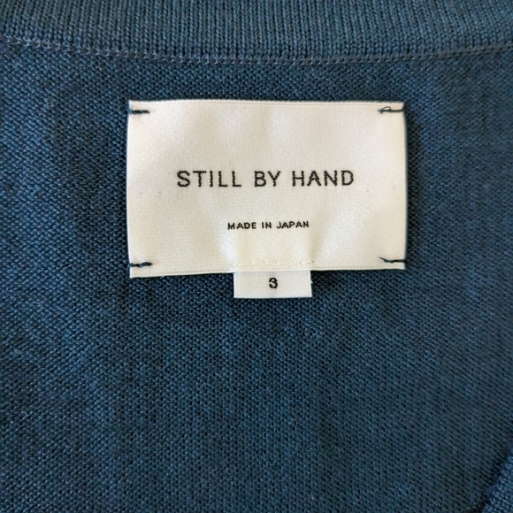 LNWOT Still By Hand Wool Cardigan Blue Stripe Men's Size 3 (Large) Made in Japan - Picture 3 of 4